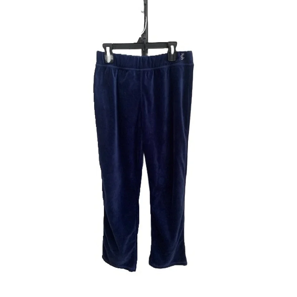 Juicy Couture Kids Blue Velour Track Pants Size L 12-14 Y2K Loungewear JC Logo